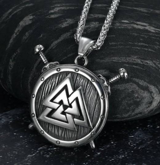 Asgard Crafted Circular Horn Rune Pendant Chain [product_type] Dan Paige Digital dvn6ke-1j.myshopify.com Nordic Shield and Valknut Symb Nordic Shield and Valknut Symb  