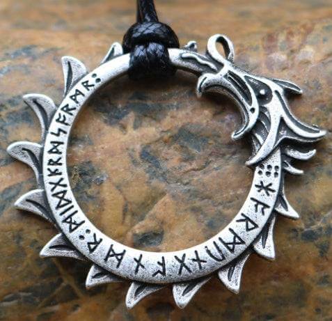 Asgard Crafted Circular Horn Rune Pendant Chain [product_type] Dan Paige Digital dvn6ke-1j.myshopify.com Jormungand Serpent Jormungand Serpent  