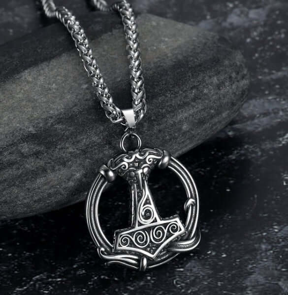 Asgard Crafted Circular Horn Rune Pendant Chain [product_type] Dan Paige Digital dvn6ke-1j.myshopify.com Thors Gavel Circular Thors Gavel Circular  